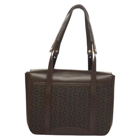 CELINE C Macadam Canvas Hand Bag Brown Gold - Picture 3 of 12